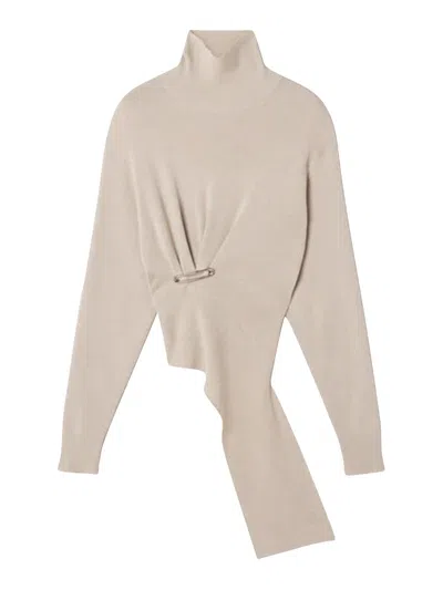 Lanvin Cream Asymmetric Sweater In Nude