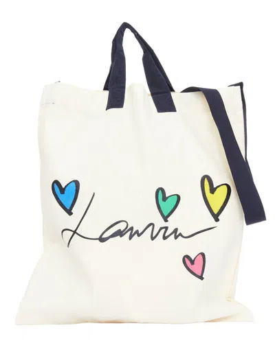 Pre-owned Lanvin Cream Cotton Hearts Printed Crossbody (authentic Pre-loved)