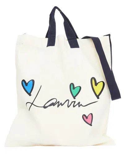 Pre-owned Lanvin Cream Cotton Hearts Printed Crossbody (authentic Pre-loved)