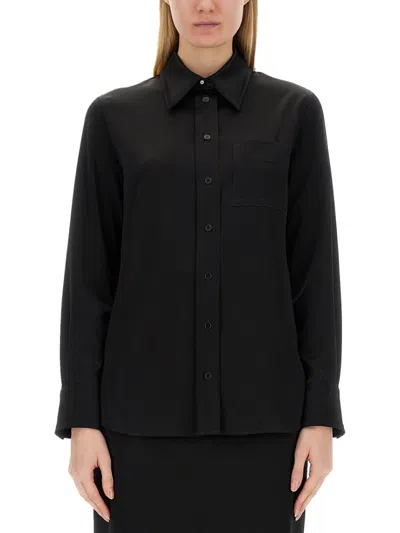 Lanvin Crepe De Chine Shirt With Button-down Front In Black