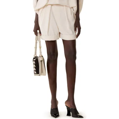 Lanvin Crepe Pleated Shorts In Neutral