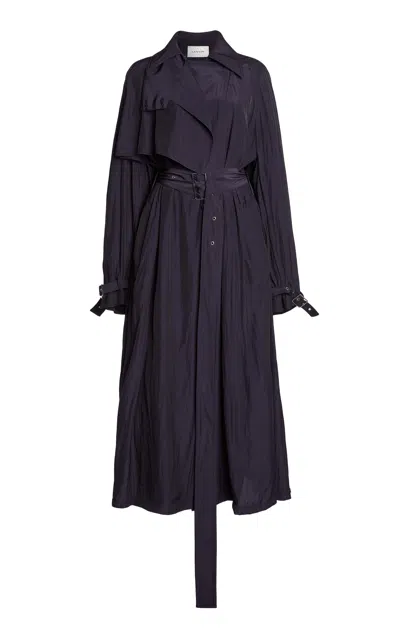 Lanvin Crepe Trench Coat In Navy