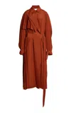 Lanvin Crepe Trench Coat In Orange