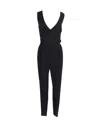 Lanvin Crepe Wrap Waistcoat Bodice Detail Tapered Jumpsuit In Black Viscose In Black