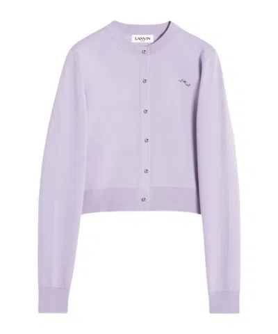 Lanvin Crew Neck Cardigan In Purple