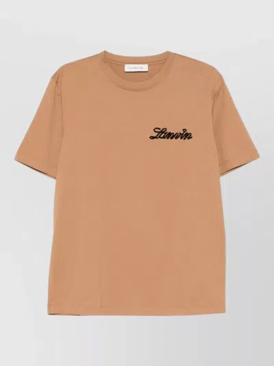 Lanvin Crew Neck Jersey T Shirt Short Sleeves In Brown