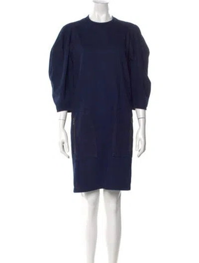 Pre-owned Lanvin Crew Neck Knee-length Dress In Blue