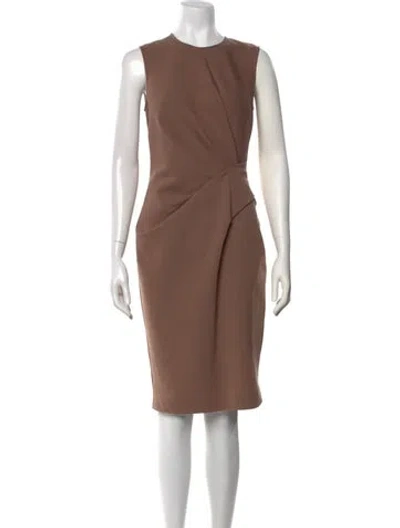 Pre-owned Lanvin Crew Neck Knee-length Dress In Brown