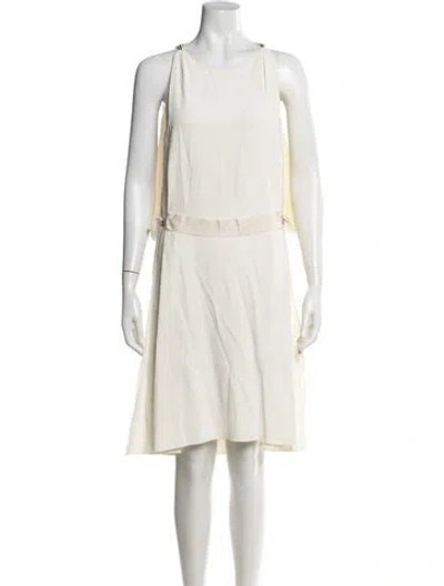 Pre-owned Lanvin Crew Neck Knee-length Dress In Neutrals