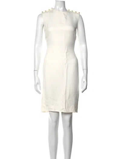 Pre-owned Lanvin Crew Neck Knee-length Dress In Neutrals
