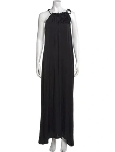 Pre-owned Lanvin Crew Neck Long Dress In Black