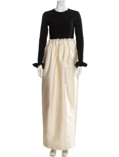 Pre-owned Lanvin Crew Neck Long Dress In Black/white