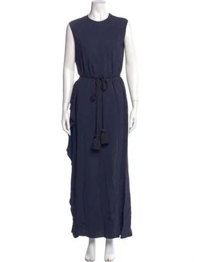 Pre-owned Lanvin Crew Neck Long Dress In Blue