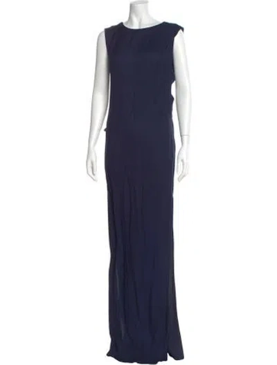 Pre-owned Lanvin Crew Neck Long Dress In Blue