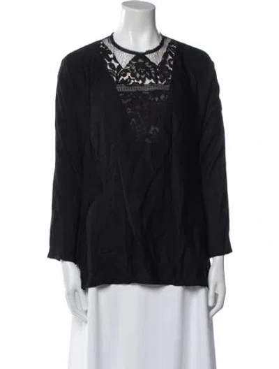 Pre-owned Lanvin Crew Neck Long Sleeve Blouse In Black