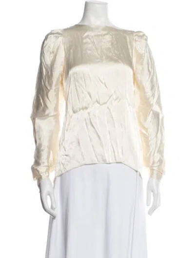 Pre-owned Lanvin Crew Neck Long Sleeve Blouse In Neutrals