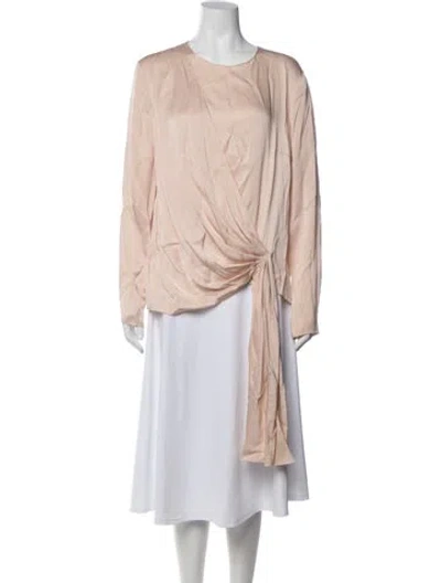 Pre-owned Lanvin Crew Neck Long Sleeve Blouse In Pink