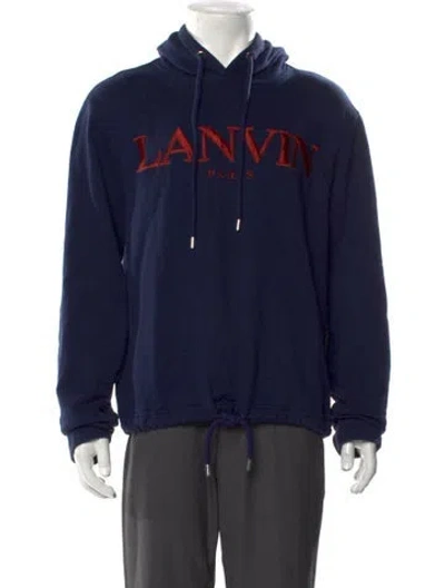 Pre-owned Lanvin Crew Neck Long Sleeve Hoodie In Blue