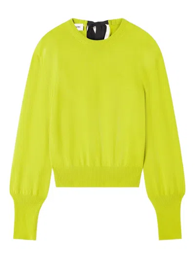 Lanvin Crew-neck Long-sleeve Sweater In Green