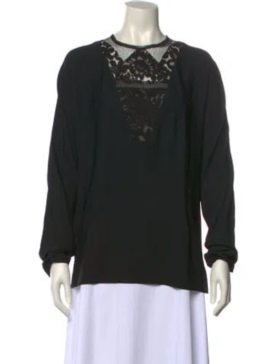 Pre-owned Lanvin Crew Neck Long Sleeve Sweatshirt In Black