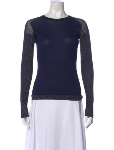 Pre-owned Lanvin Crew Neck Long Sleeve Top In Blue