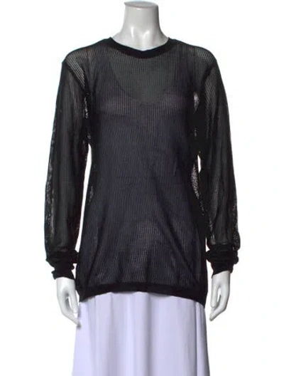 Pre-owned Lanvin Crew Neck Long Sleeve Top In Blue