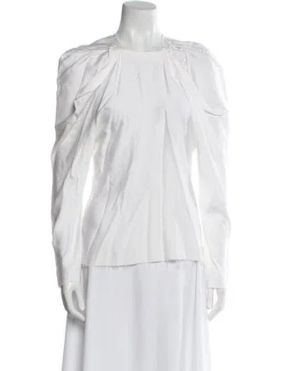Pre-owned Lanvin Crew Neck Long Sleeve Top In White