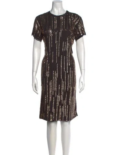 Pre-owned Lanvin Crew Neck Midi Length Dress In Black