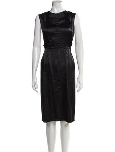 Pre-owned Lanvin Crew Neck Midi Length Dress In Black