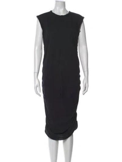 Pre-owned Lanvin Crew Neck Midi Length Dress In Black