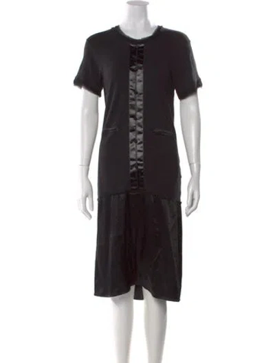 Pre-owned Lanvin Crew Neck Midi Length Dress In Black