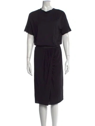 Pre-owned Lanvin Crew Neck Midi Length Dress In Black