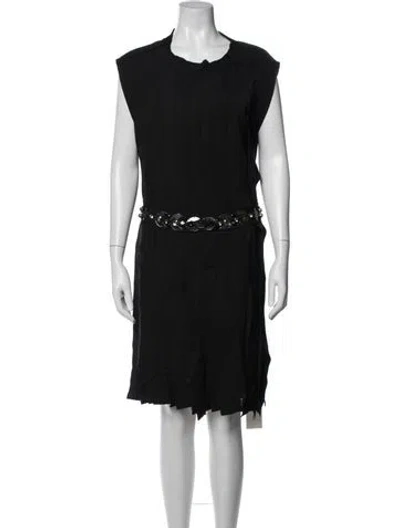 Pre-owned Lanvin Crew Neck Midi Length Dress In Black