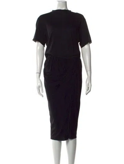 Pre-owned Lanvin Crew Neck Midi Length Dress In Black