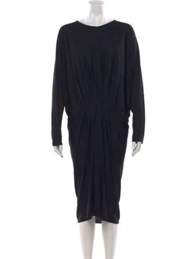Pre-owned Lanvin Crew Neck Midi Length Dress In Black