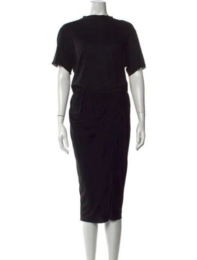Pre-owned Lanvin Crew Neck Midi Length Dress In Black