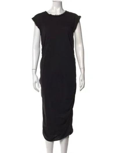 Pre-owned Lanvin Crew Neck Midi Length Dress In Black