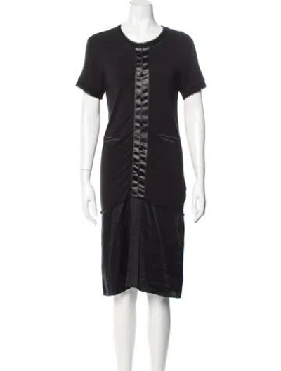 Pre-owned Lanvin Crew Neck Midi Length Dress In Black