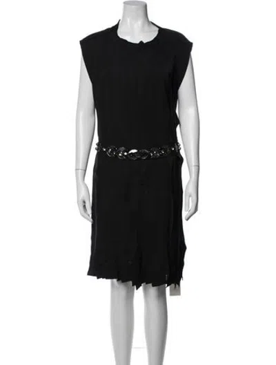 Pre-owned Lanvin Crew Neck Midi Length Dress In Black