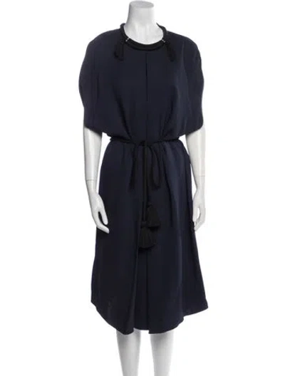 Pre-owned Lanvin Crew Neck Midi Length Dress In Blue
