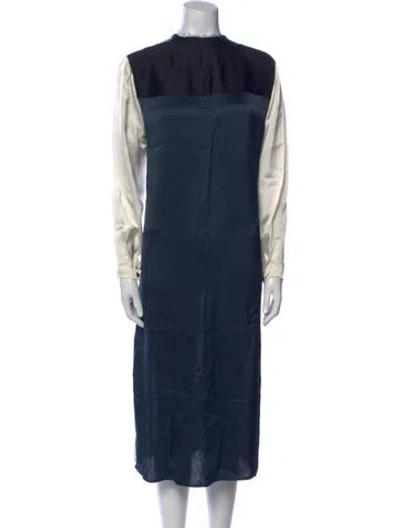 Pre-owned Lanvin Crew Neck Midi Length Dress In Blue