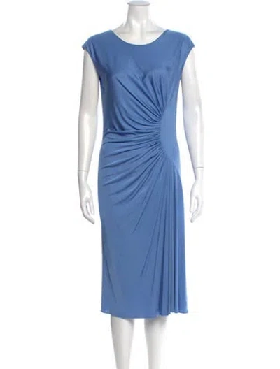 Pre-owned Lanvin Crew Neck Midi Length Dress In Blue