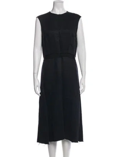 Pre-owned Lanvin Crew Neck Midi Length Dress In Blue