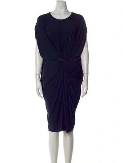 Pre-owned Lanvin Crew Neck Midi Length Dress In Blue