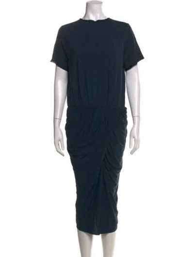 Pre-owned Lanvin Crew Neck Midi Length Dress In Blue