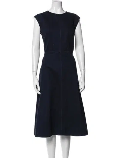 Pre-owned Lanvin Crew Neck Midi Length Dress In Blue