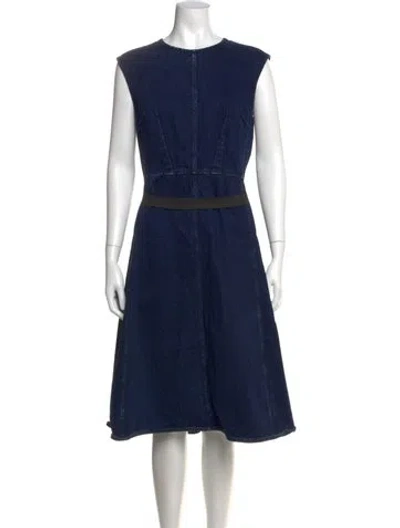 Pre-owned Lanvin Crew Neck Midi Length Dress In Blue