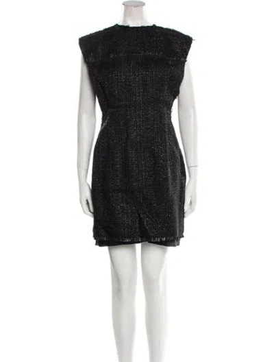 Pre-owned Lanvin Crew Neck Mini Dress In Black