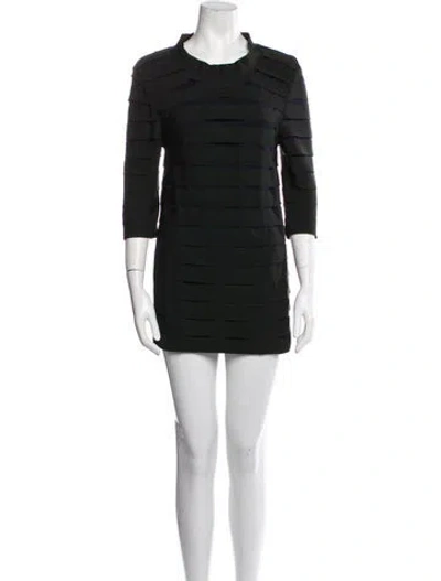 Pre-owned Lanvin Crew Neck Mini Dress In Black