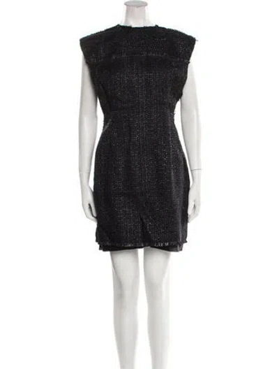 Pre-owned Lanvin Crew Neck Mini Dress In Black
